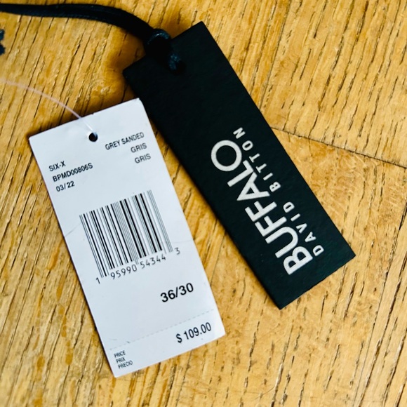 NWT Buffalo David Bitton Men's Grey Sanded Six-X Straight Stretch Jeans 36x30 - Picture 2 of 11